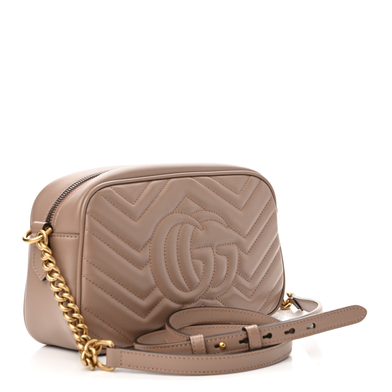 Gucci Calfskin Matelasse Small GG Marmont Chain Shoulder Bag Porcelain Rose 3 of 13