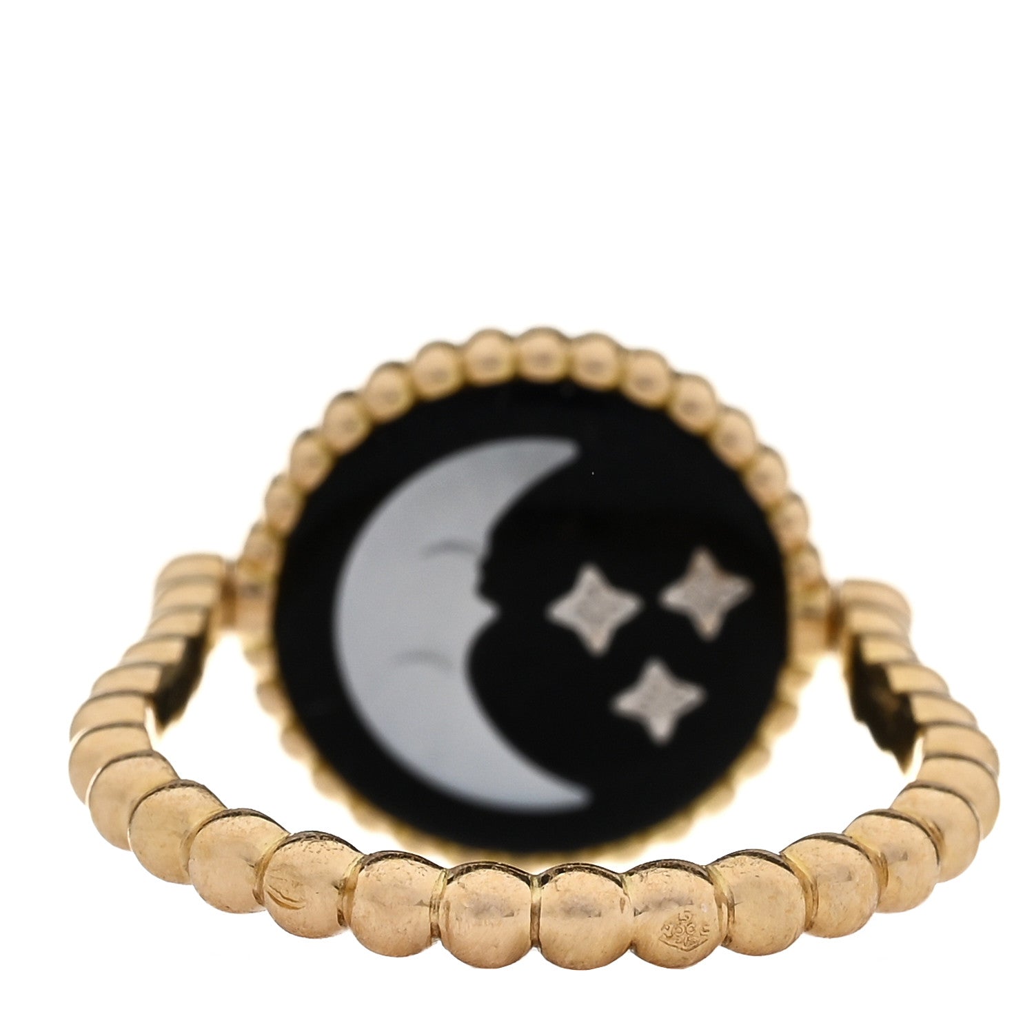 Christian Dior 18K Yellow White Gold Diamond Black Onyx Mother of Pearl Rose Celeste Ring 50 5.25 4 of 5