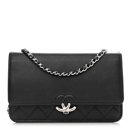 Chanel Lambskin Quilted CC Box Wallet On Chain WOC Black 1 of 13