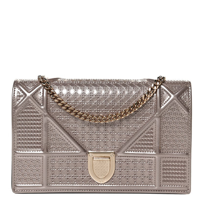 Christian Dior Metallic Patent Micro-Cannage Diorama Wallet on Chain Pouch Hyper Pink 1 of 13