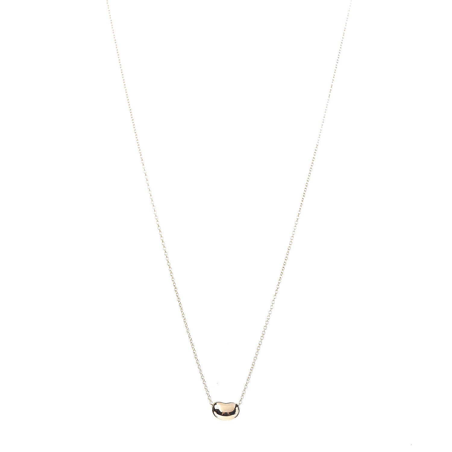 Tiffany 18K Yellow Gold 7mm Elsa Peretti Bean Pendant Necklace 1 of 8