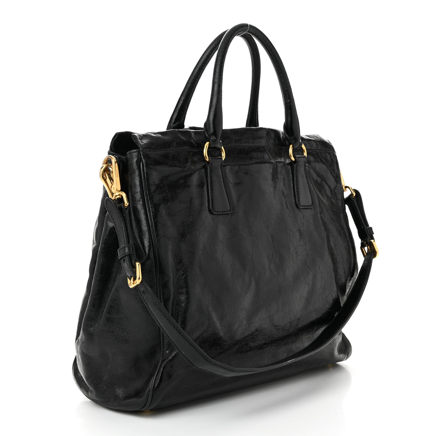 Prada Glace Calf Tote Black 3 of 12