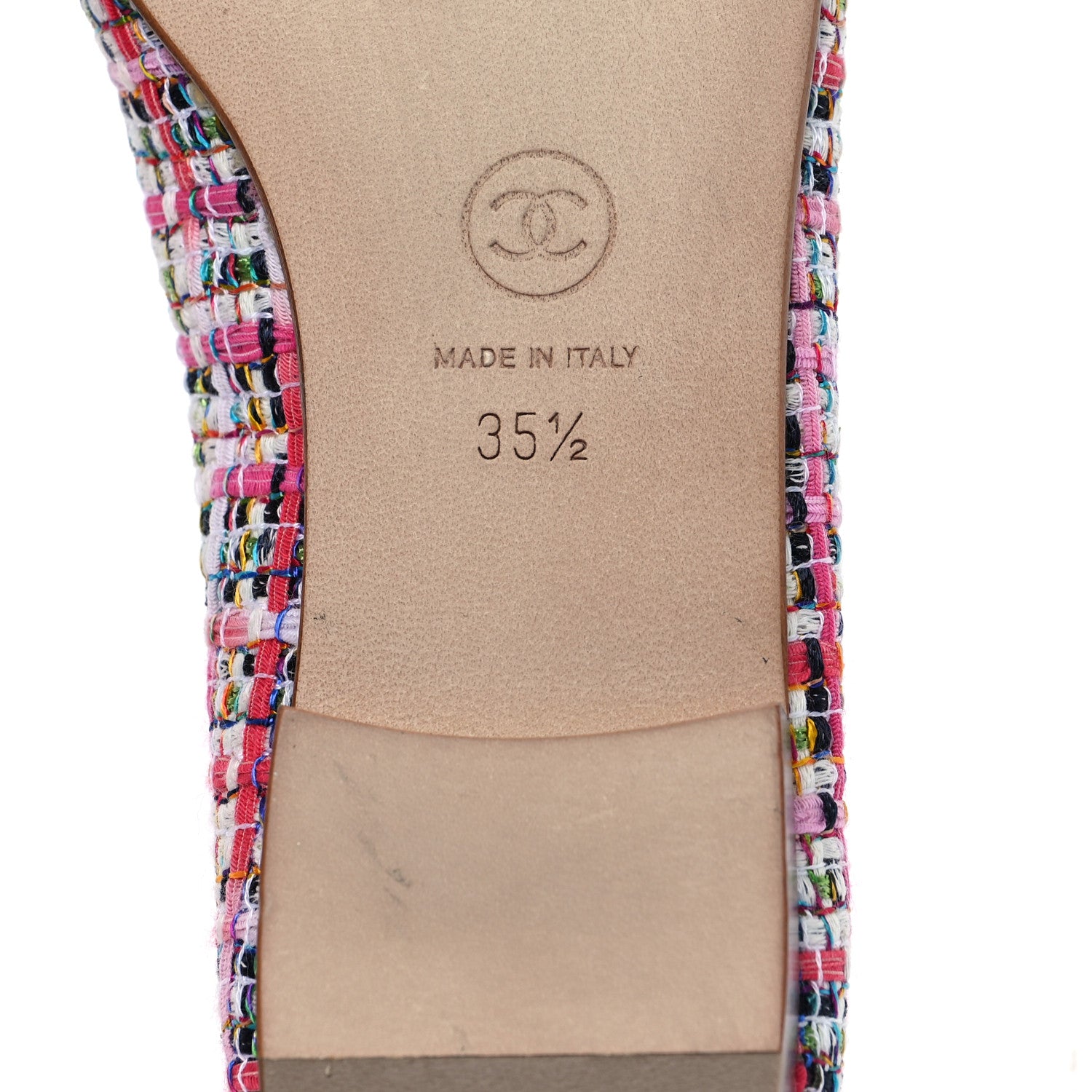 Chanel Tweed Patent Cap Toe Ballerina Flats 35.5 Pink 6 of 8