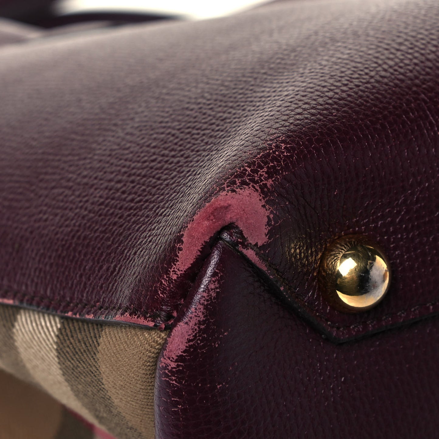 Grainy Calfskin House Check Medium Banner Tote Elderberry