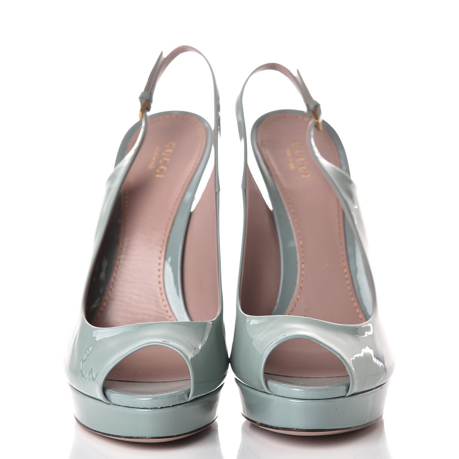 Gucci Vernice Crystal Peep Toe Platform Slingback Pumps 40.5 Bosco 2 of 10