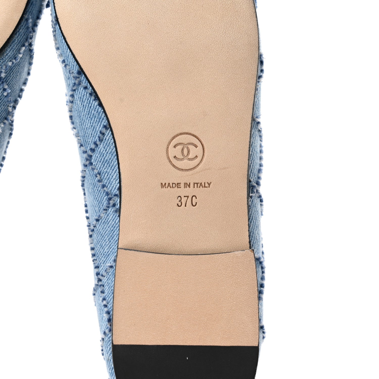 Chanel Denim Embroidered Grosgrain CC Cap Toe Ballerina Flats 37 Blue Black 6 of 9