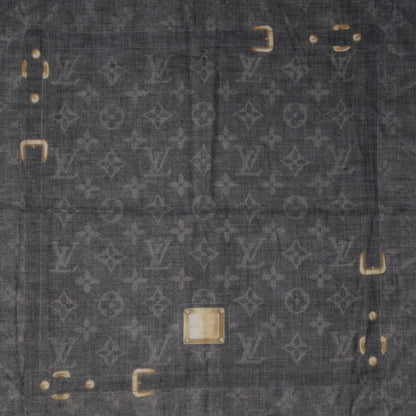 Louis Vuitton Silk Monogram New Denim Bandana Scarf Black 1 of 3