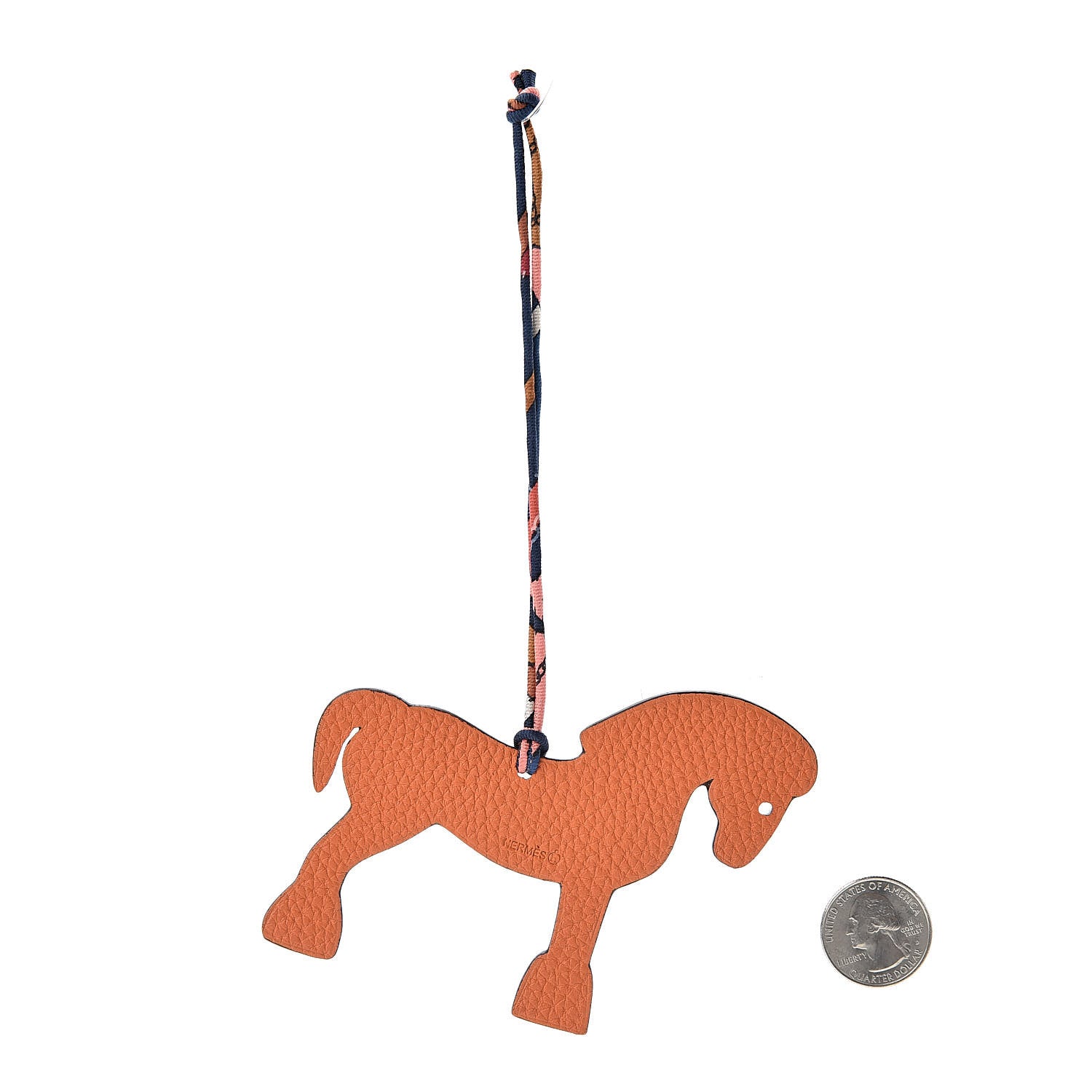 Hermes Epsom Togo Petit H Bag Charm Horse GM Colvert Orange 2 of 4