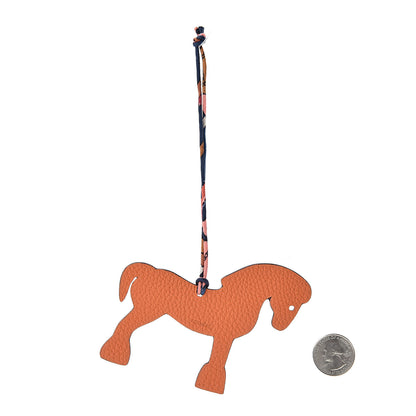 Hermes Epsom Togo Petit H Bag Charm Horse GM Colvert Orange 2 of 4
