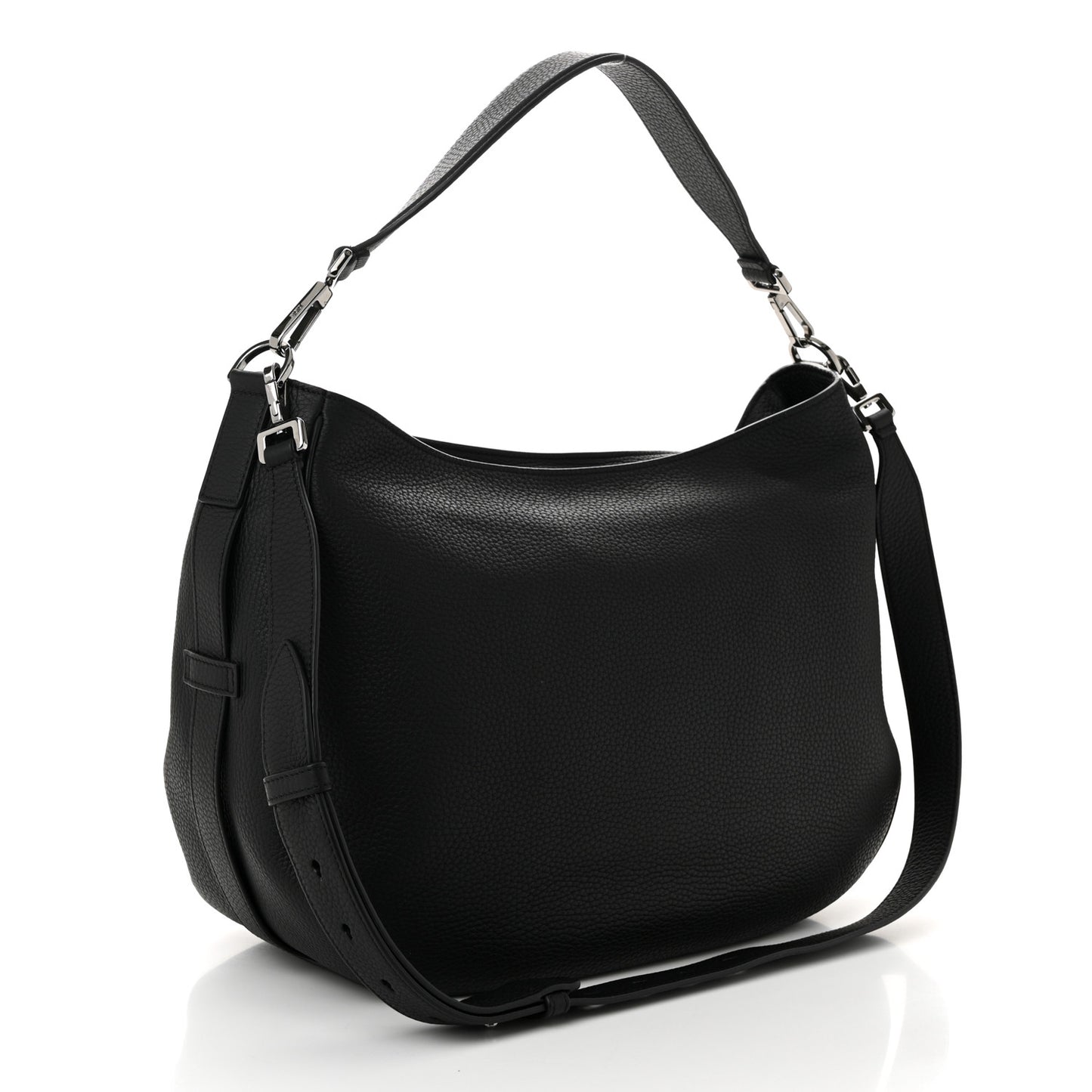 Grained Calfskin Saddle Soft Bag Black