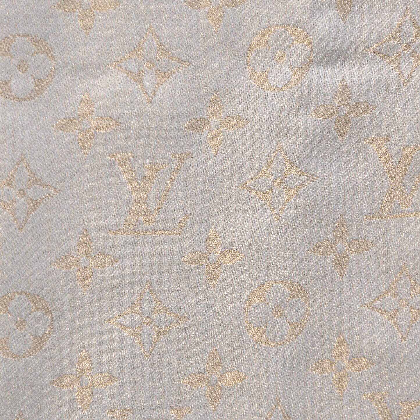 Silk Wool Monogram Shine Shawl Beige
