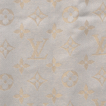 Louis Vuitton Silk Wool Monogram Shine Shawl Beige 3 of 5