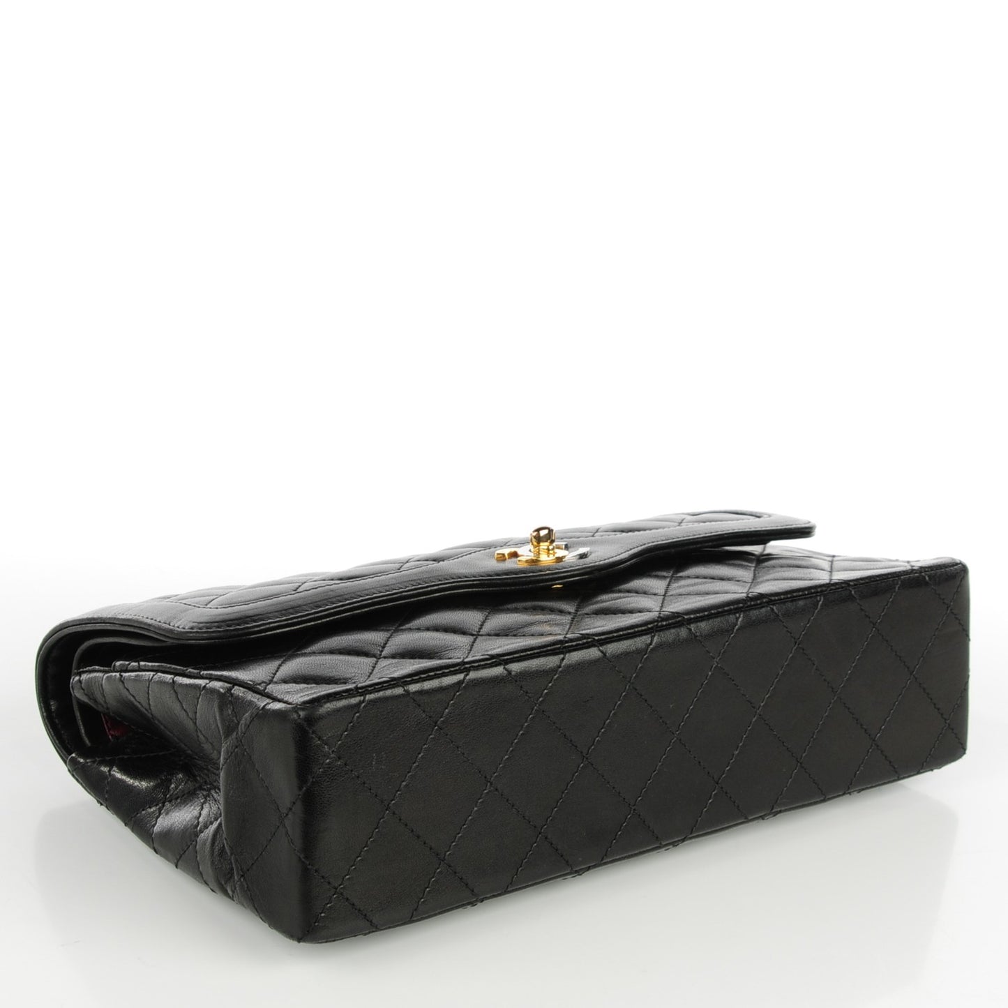 Lambskin Medium Double Flap Black
