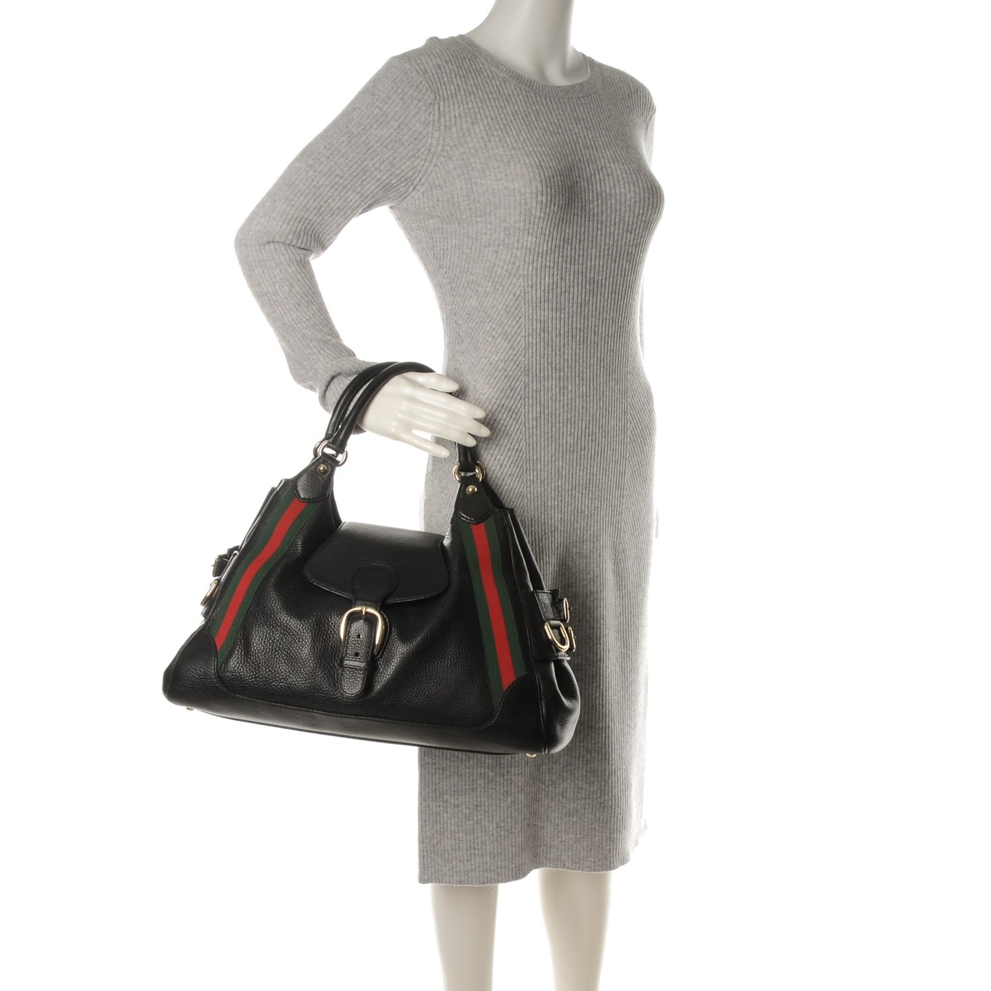 Calfskin Medium Web Heritage Shoulder Bag Black