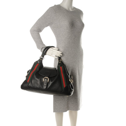 Gucci Calfskin Medium Web Heritage Shoulder Bag Black 2 of 10