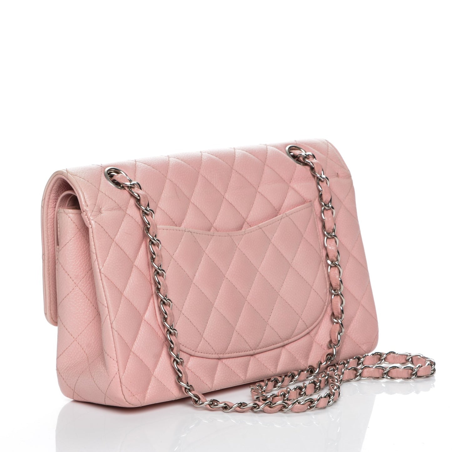 Caviar Quilted Medium Double Flap Pink