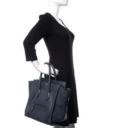 Celine Drummed Calfskin Mini Luggage Slate 2 of 9