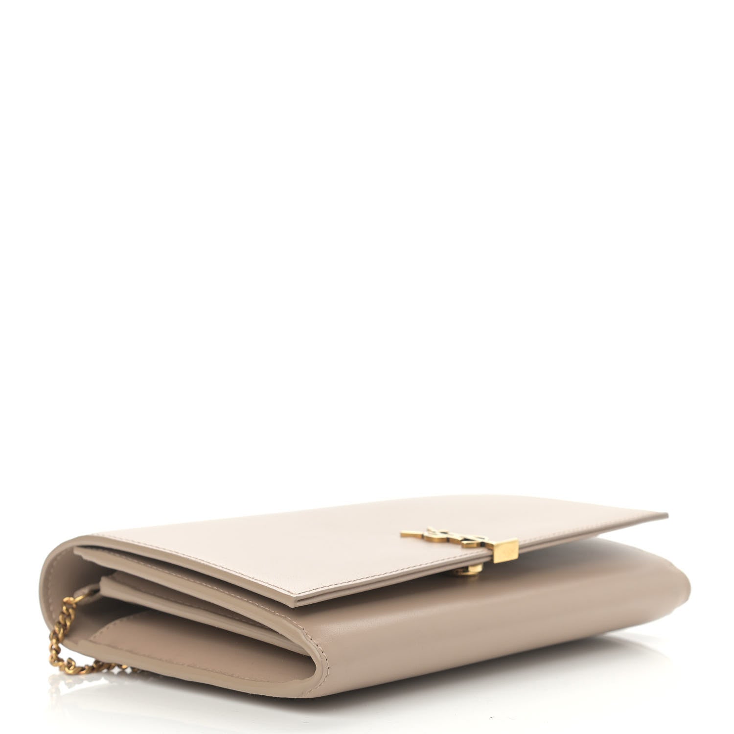 Saint Laurent Glossy Calfskin Monogram Chain Wallet Dark Beige 4 of 10