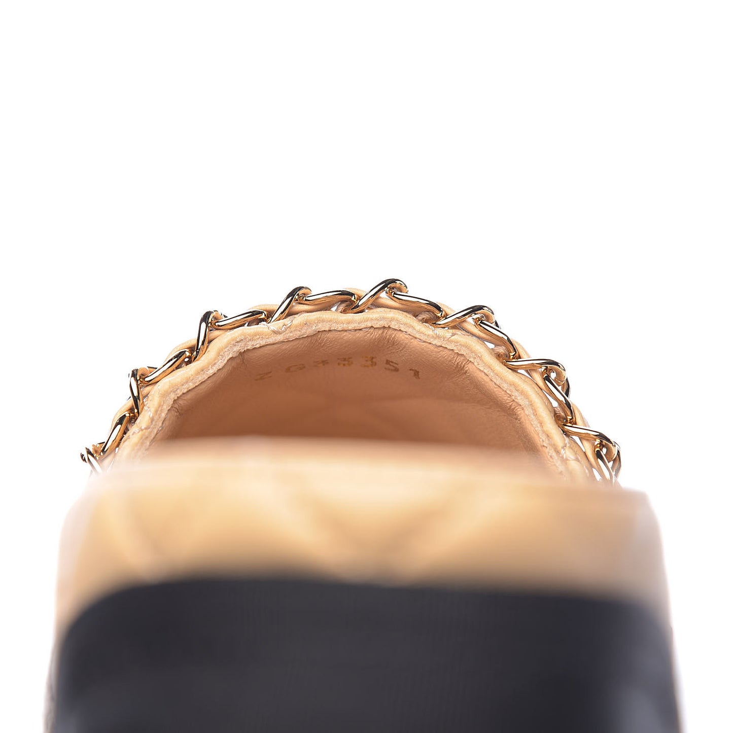 Lambskin Grosgrain Quilted CC Chain Espadrilles 39 Beige Black