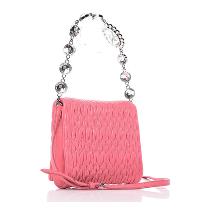 Miu Miu Nappa Matelasse Crystal Chain Crossbody Geranio 3 of 8