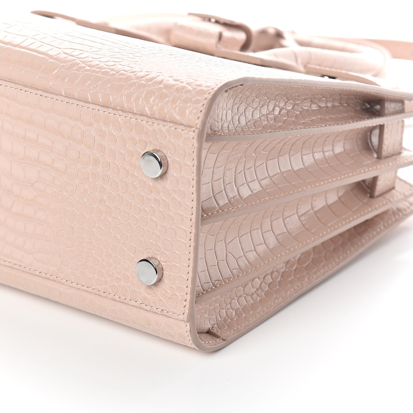 Calfskin Crocodile Embossed Baby Sac De Jour Rose Antic