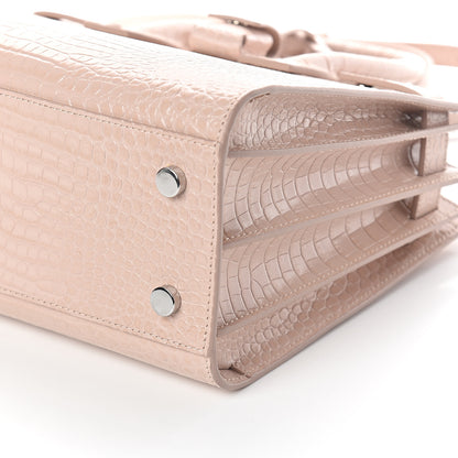 Saint Laurent Calfskin Crocodile Embossed Baby Sac De Jour Rose Antic 9 of 10