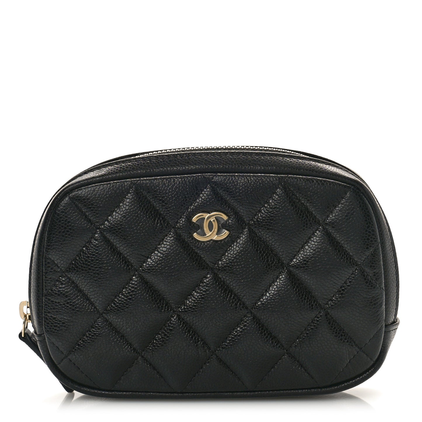 Caviar Quilted Small Curvy Pouch Cosmetic Case Black