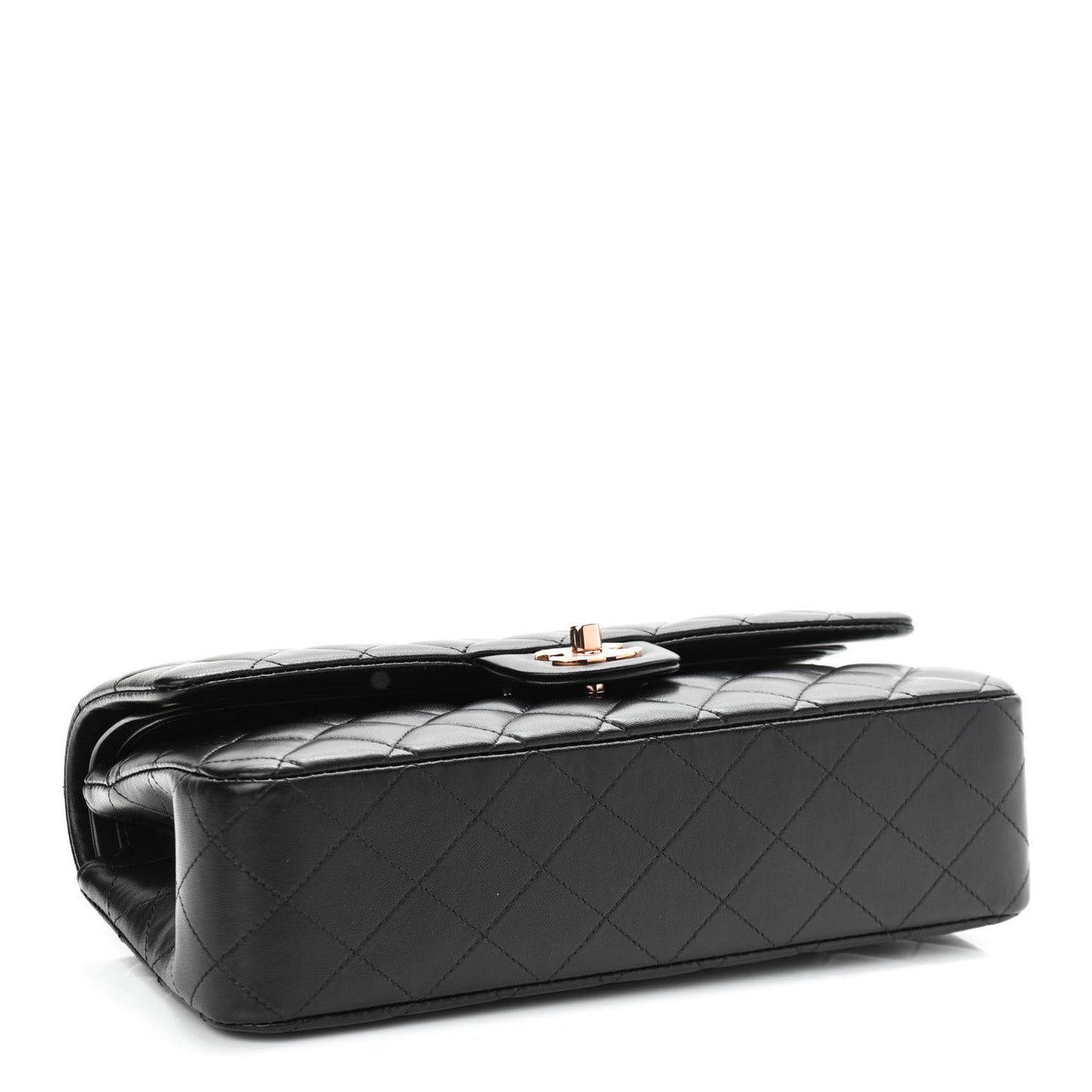 Lambskin Quilted Medium Double Flap Black