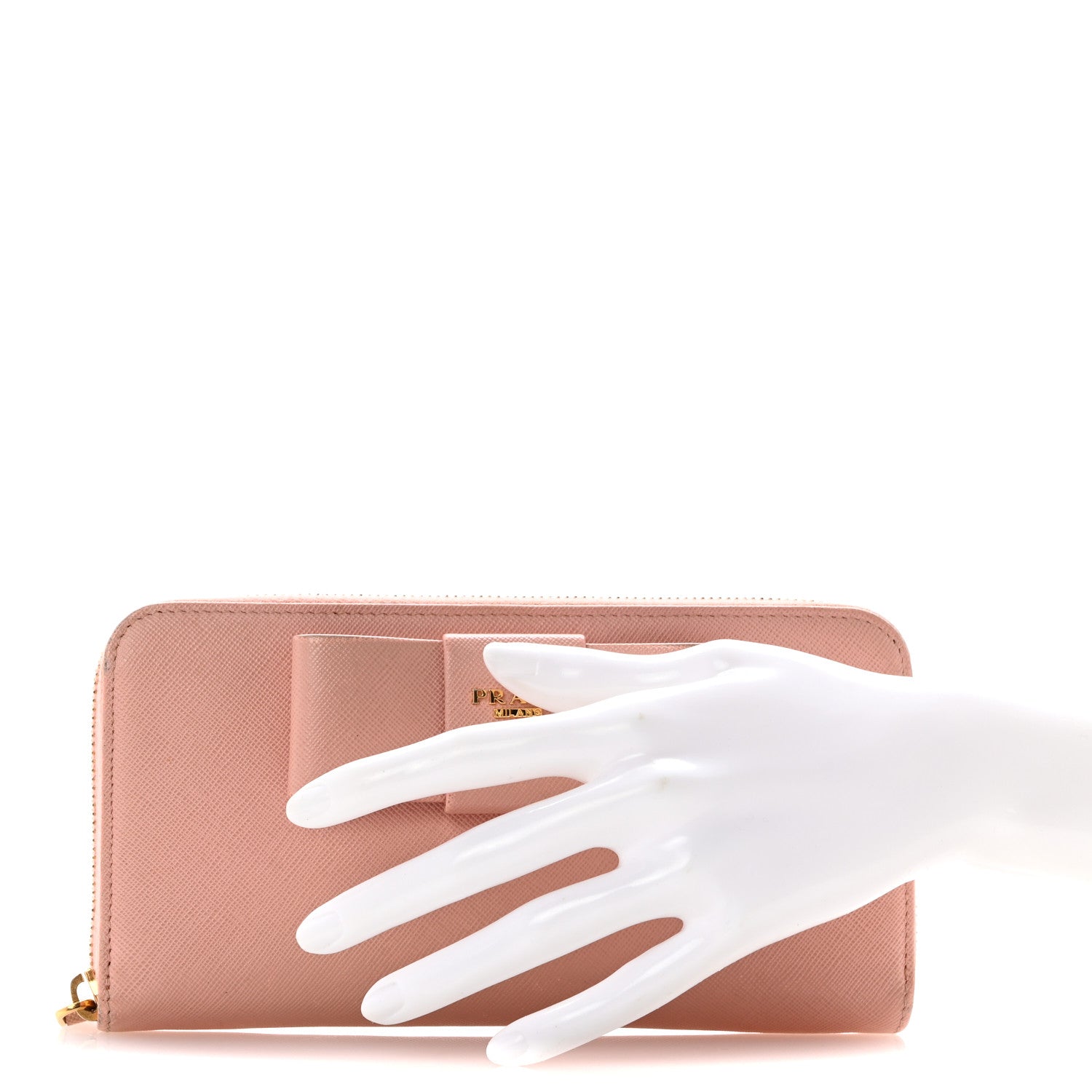 Prada Saffiano Fiocco Bow Zip Around Wallet Orchidea 2 of 14