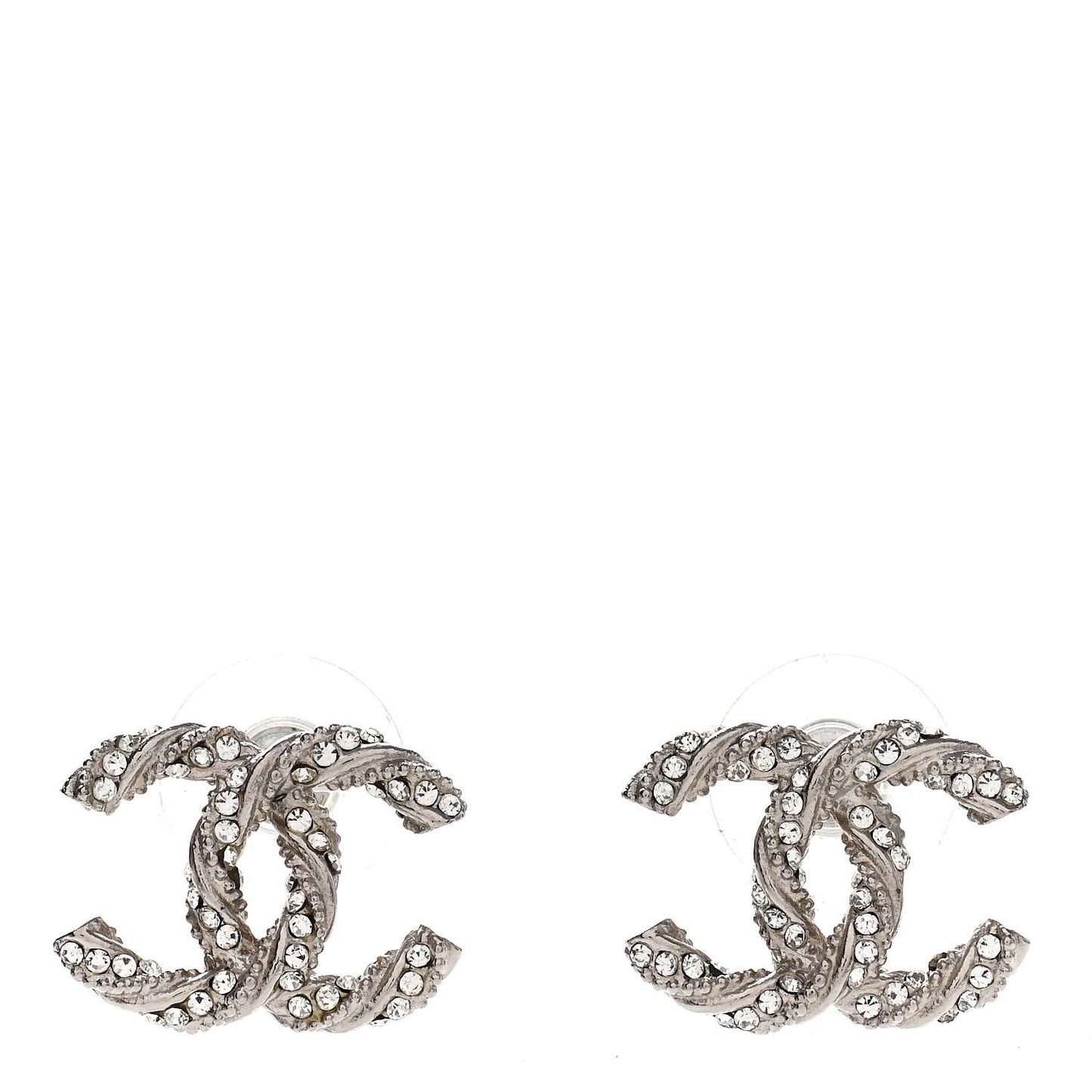 Crystal CC Twisted Earrings Silver