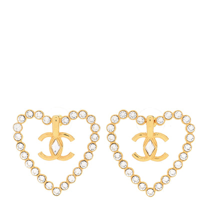 Chanel Crystal Heart CC Earrings Gold 1 of 5