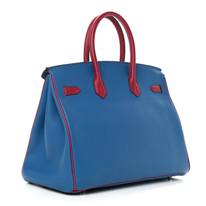 Hermes Togo Bi Color Horseshoe Birkin 35 Mykonos Rubis 3 of 15