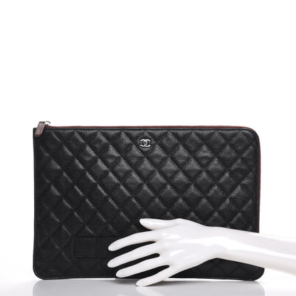 Chanel Caviar Quilted Large Slide Pouch Black 2 of 8
