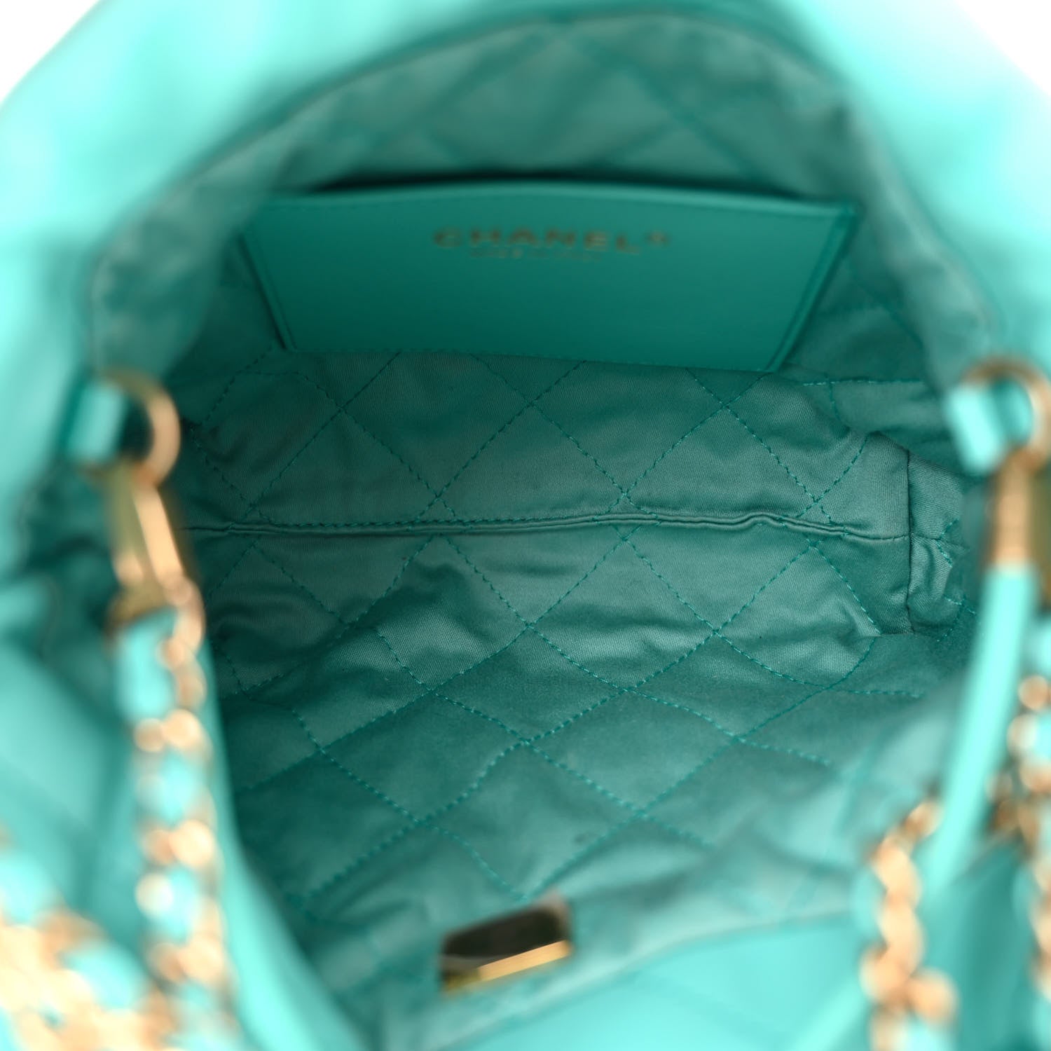 Chanel Shiny Calfskin Quilted Mini Chanel 22 Turquoise 5 of 10