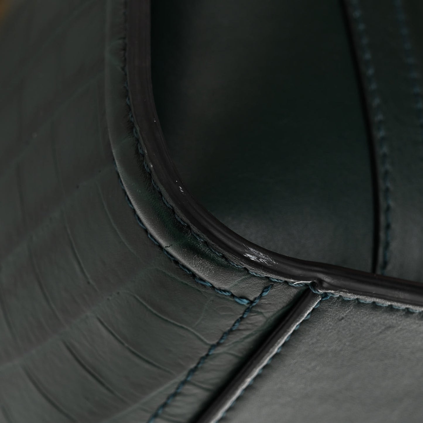 Crocodile Embossed Calfskin The Short Story Shoulder Bag Black