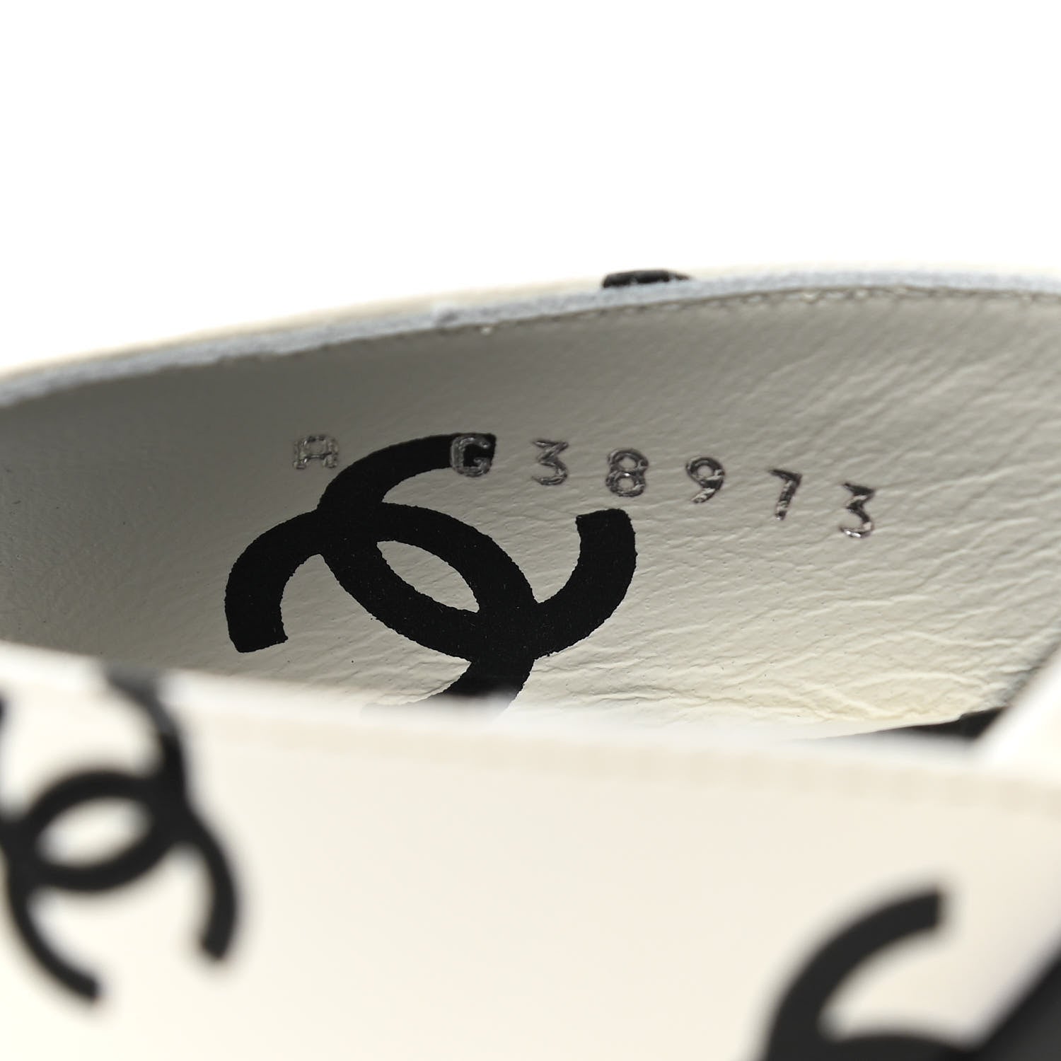 Chanel Printed Lambskin CC Sandals 36 White Black 8 of 9