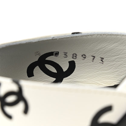 Chanel Printed Lambskin CC Sandals 36 White Black 8 of 9