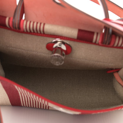 Hermes Vache Hunter Toile H Vibration Herbag Zip 31 PM Bordeaux Ficelle Rouge Piment 6 of 12