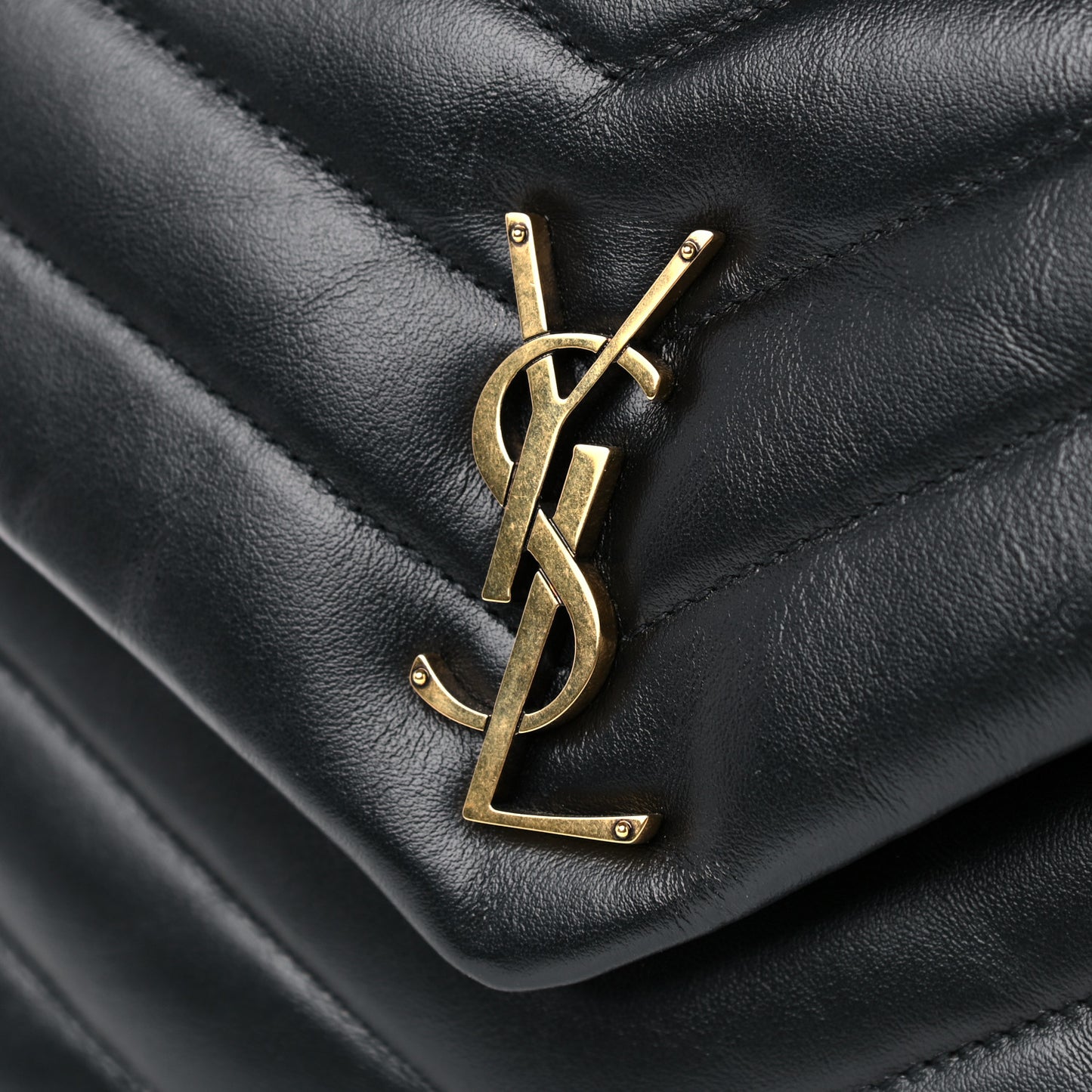 Calfskin Y Quilted Monogram Small Loulou Chain Satchel Black