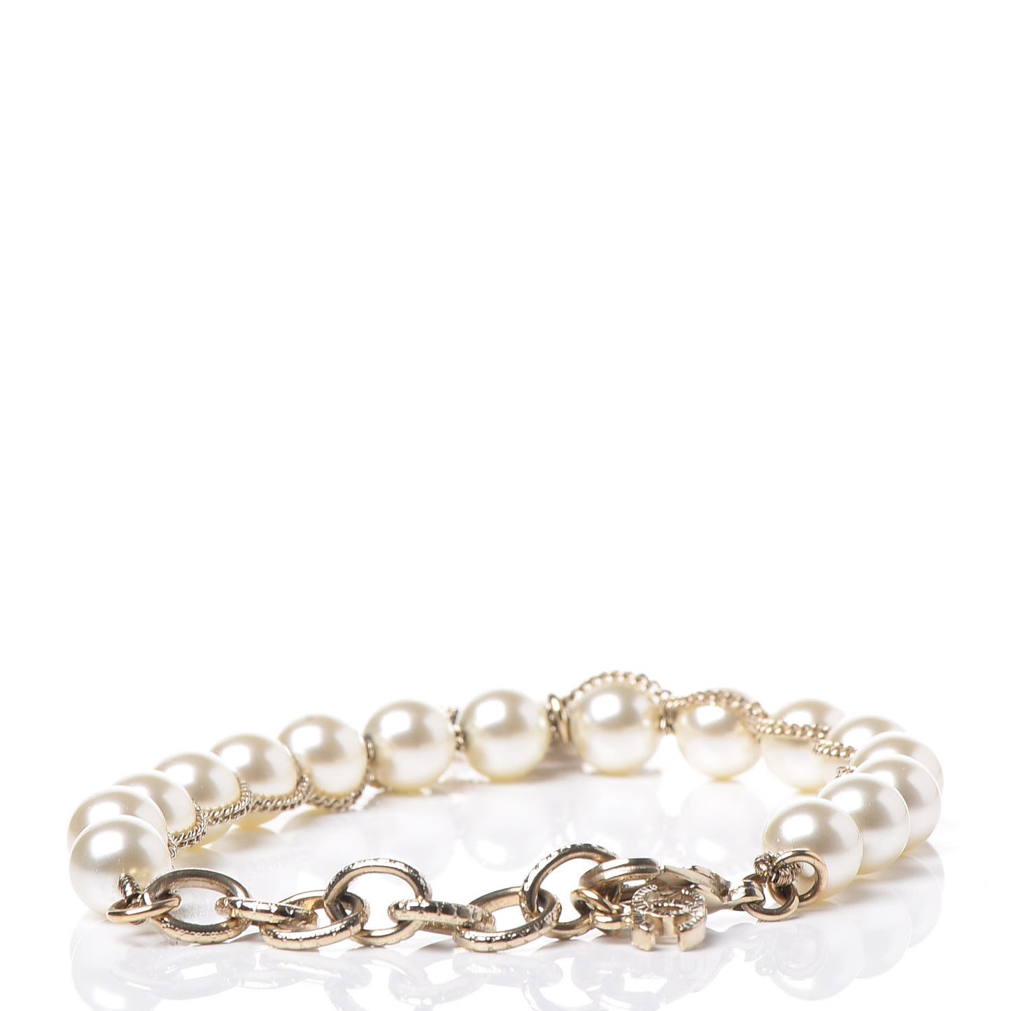 Pearl Crystal CC Bracelet Gold