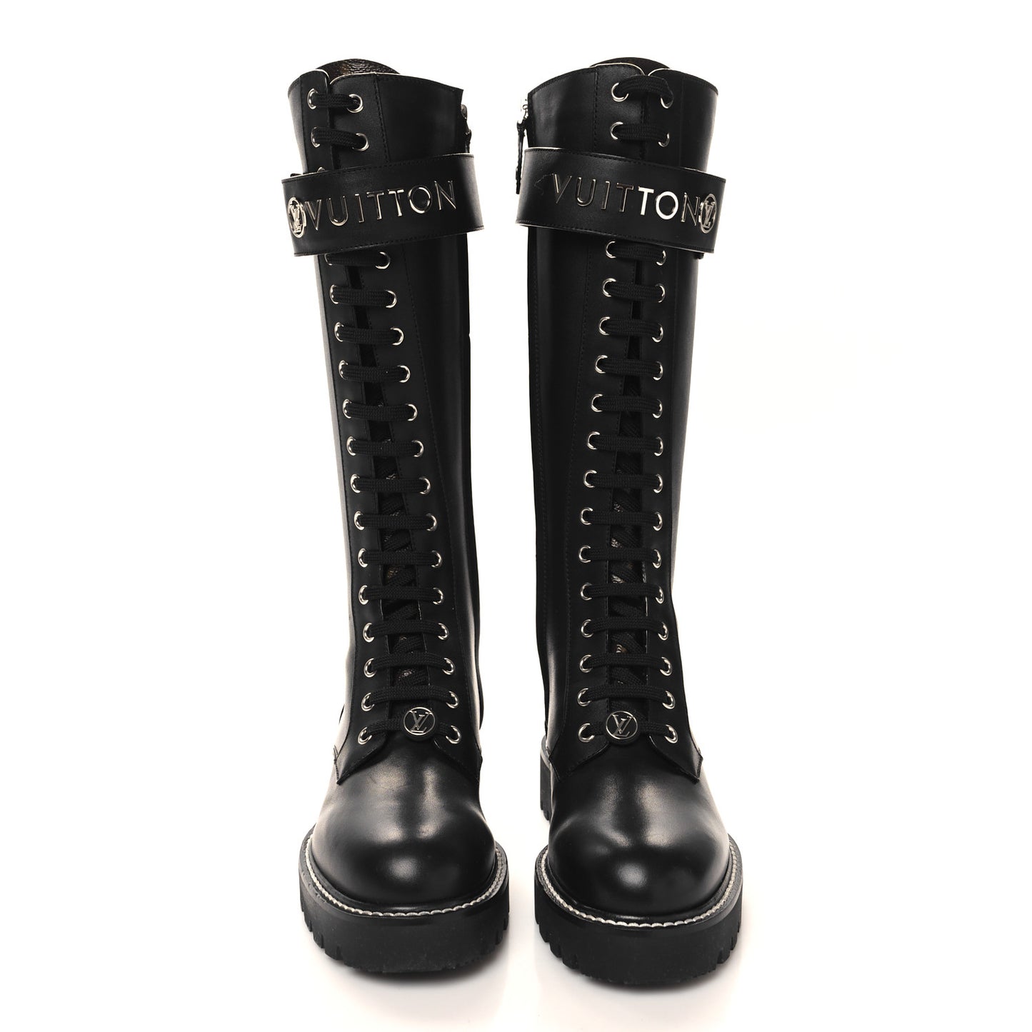 Monogram Calfskin Territory Tall Lace Up Ranger Boots 36 Black