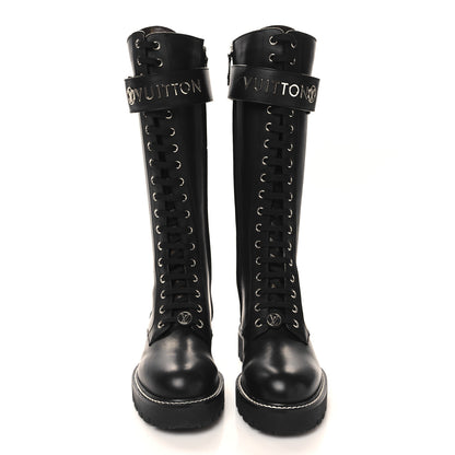 Louis Vuitton Monogram Calfskin Territory Tall Lace Up Ranger Boots 36 Black 2 of 8