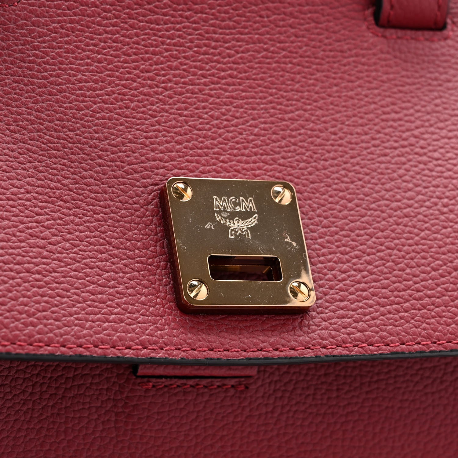 MCM Grained Calfskin Milla Convertible Backpack Scooter Red 9 of 14
