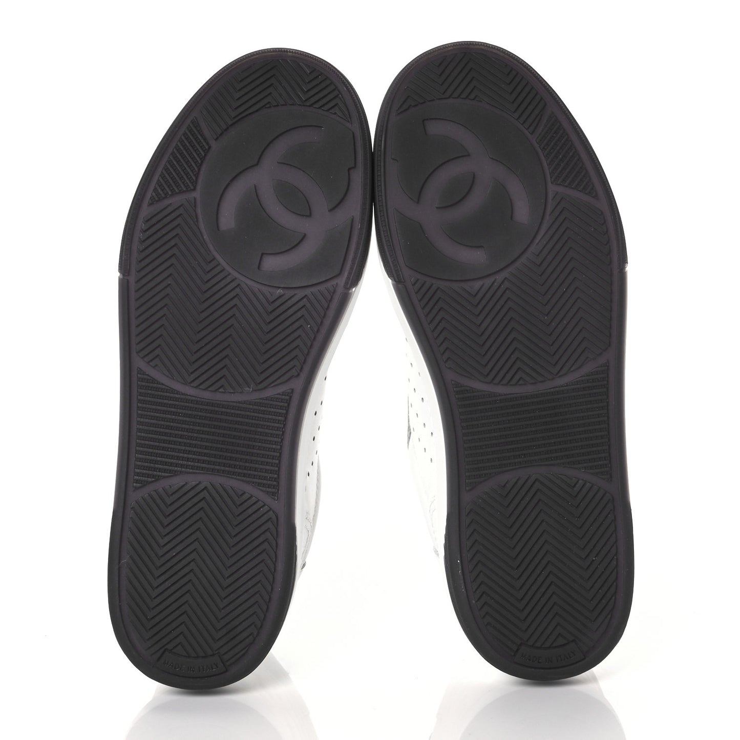 Grained Calfskin Fabric Womens Logo Sneakers 38.5 White Black