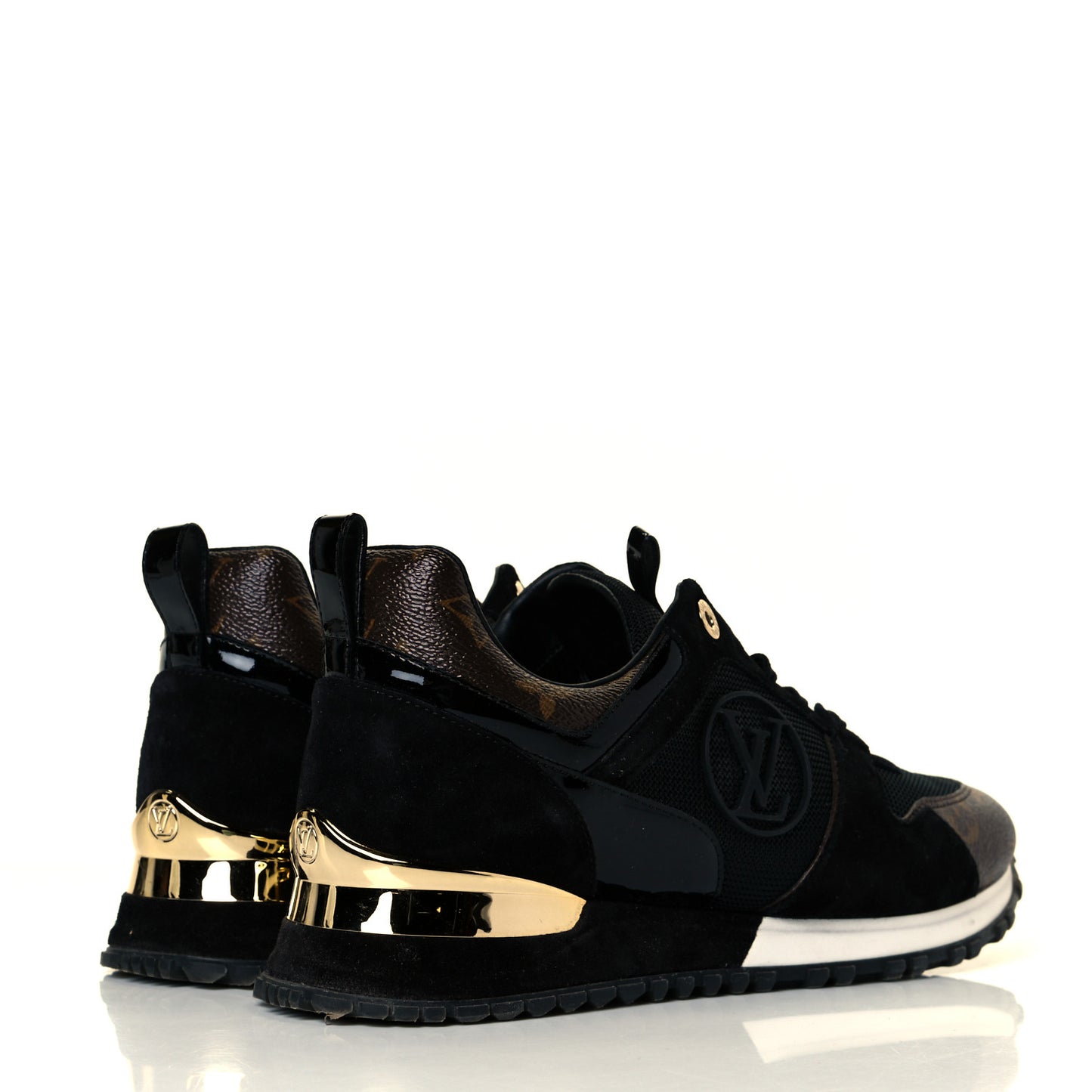 Suede Monogram Run Away Sneakers 38.5 Black