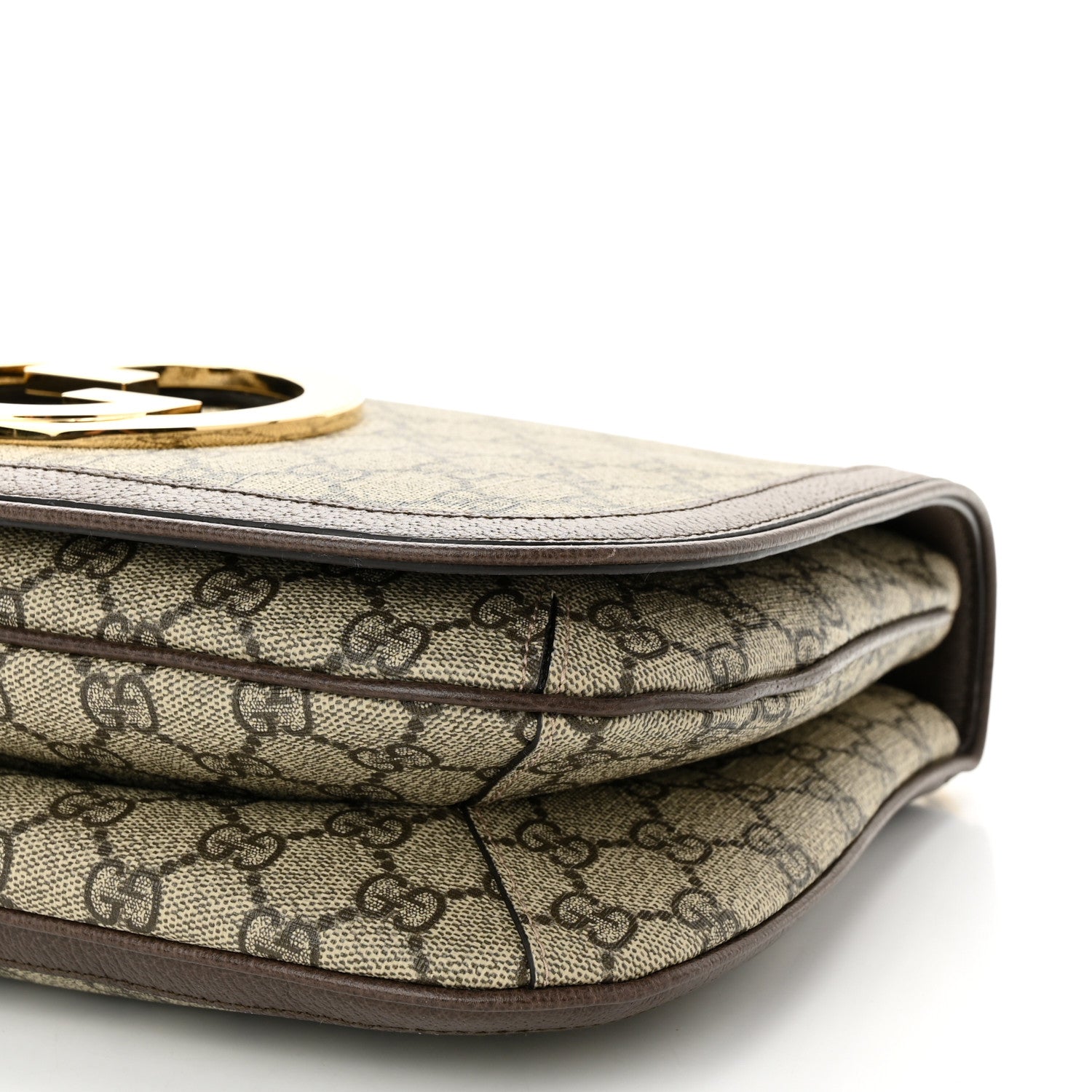 Gucci GG Supreme Monogram Textured Dollar Calfskin Web Medium Blondie Top Handle Shoulder Flap Bag Beige Ebony New Acero 11 of 11