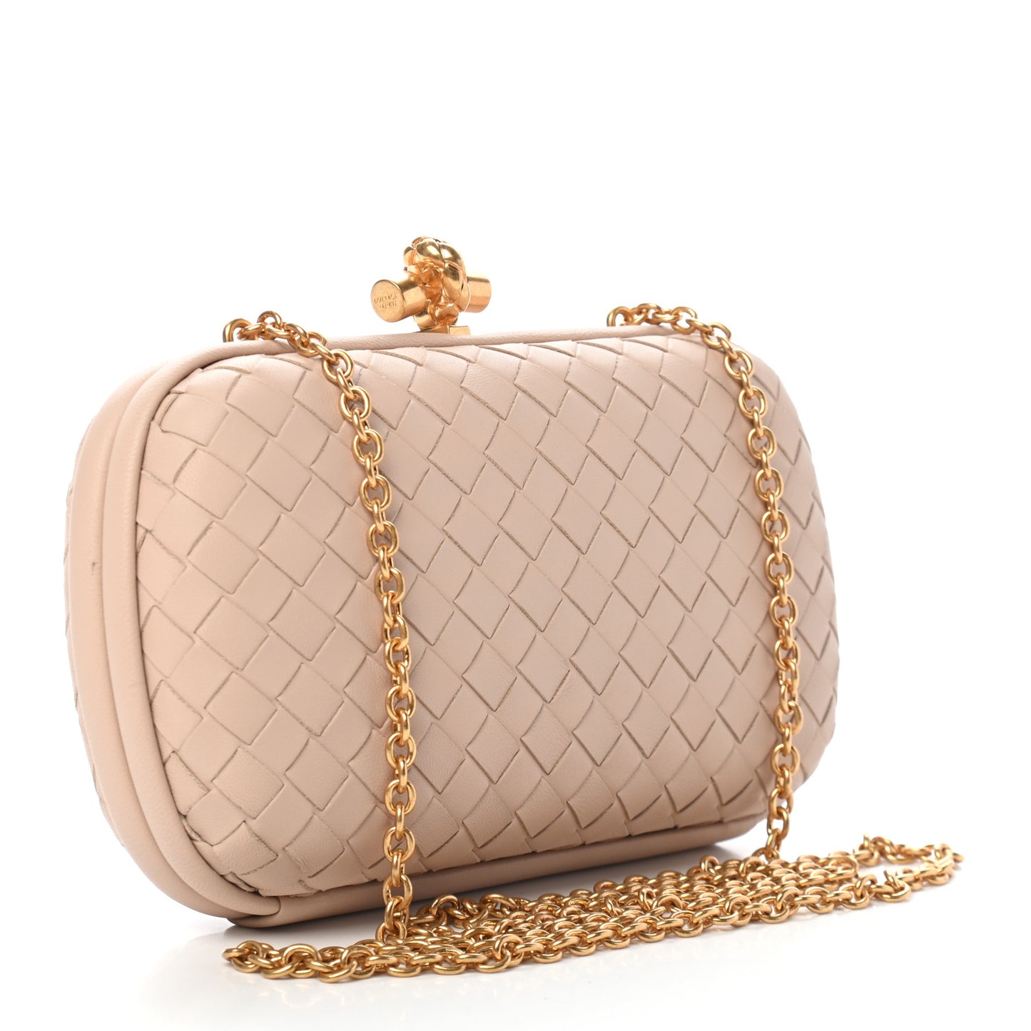Nappa Intrecciato Chain Knot Clutch Mink
