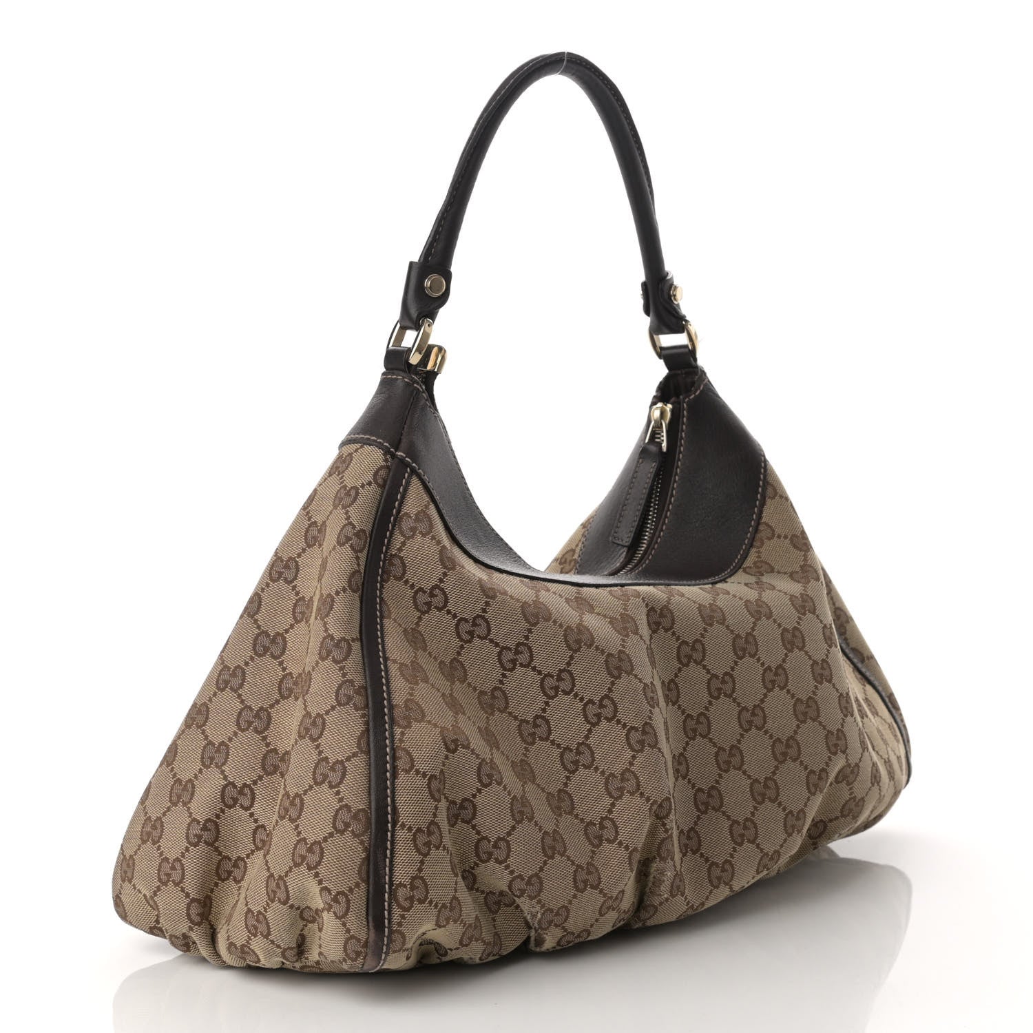 Gucci Monogram Medium D Gold Ring Hobo Dark Brown 3 of 18