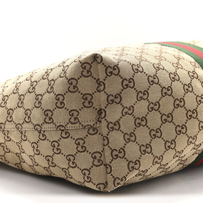 Gucci GG Monogram Web Large Giglio Tote Beige Brown 9 of 12