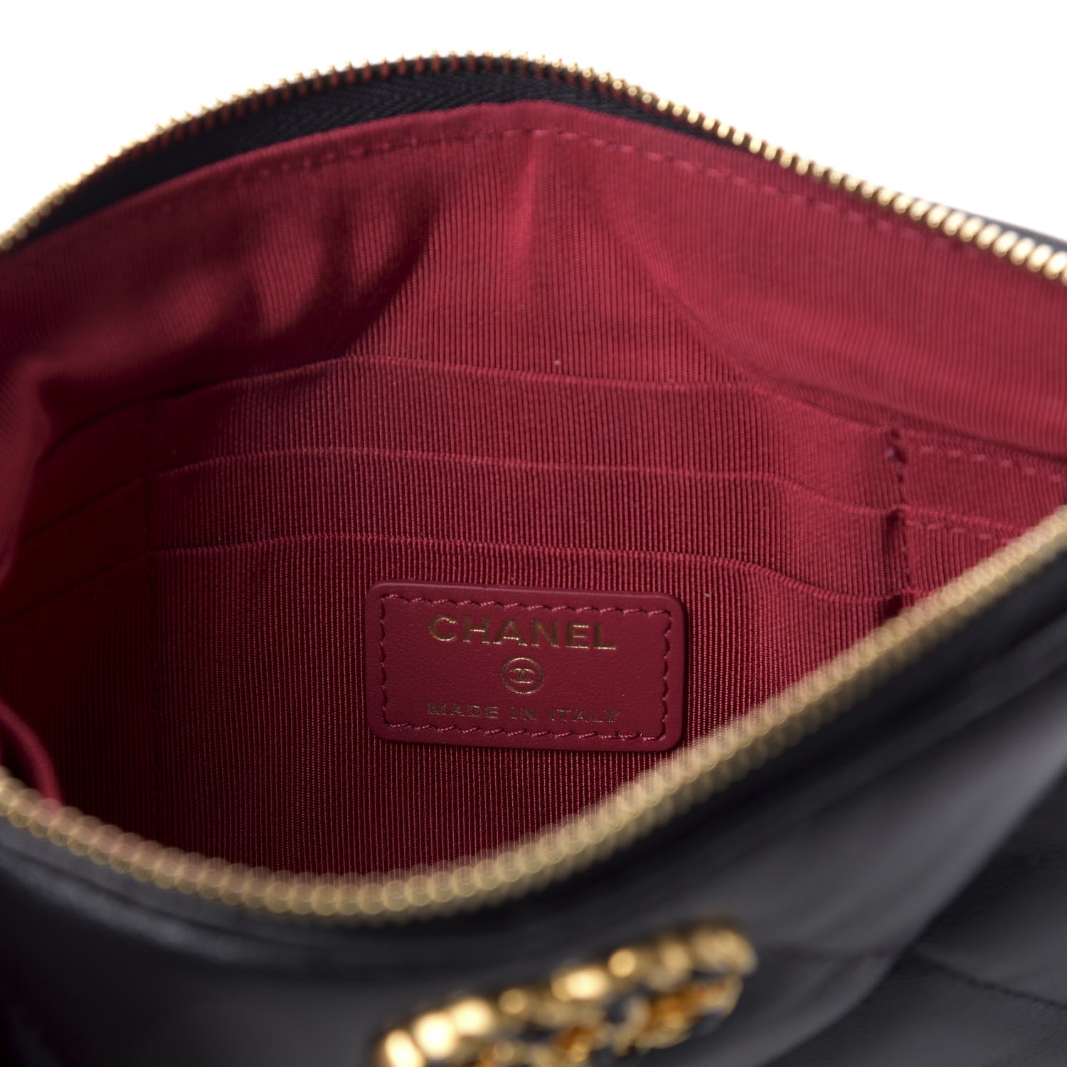 Chanel Shiny Goatskin Quilted 19 Cosmetic Case Black 5 of 7